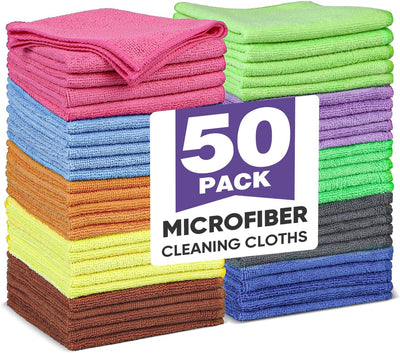 Paquete 50 paños microfibra 10 colores 11.8x11.8pulg