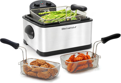 Freidora eléctrica 4.5qt 3 cestas control temporizador