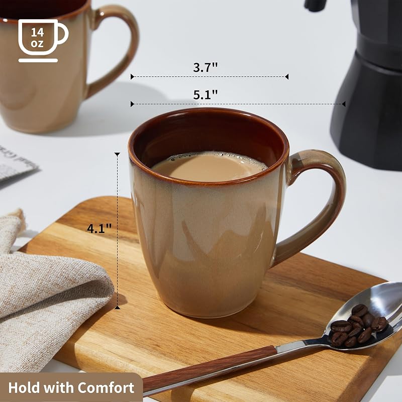 Set 4 Tazas Cerámica Esmalte Reactivo 14oz Apilables