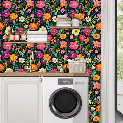 Papel tapiz acuarela pegable verde baño cocina