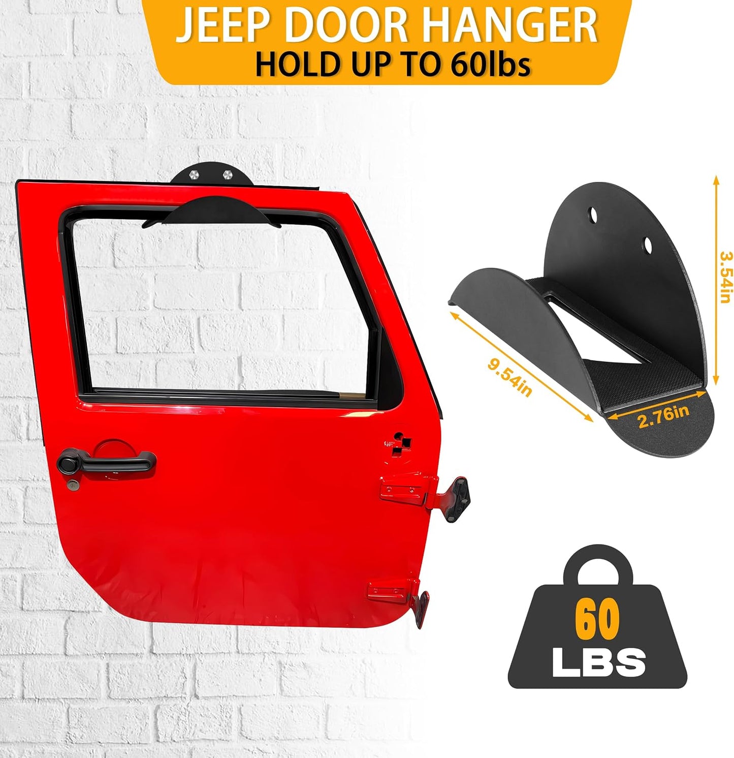4 Soportes pared puertas comp Jeep Wrangler 1976-2025