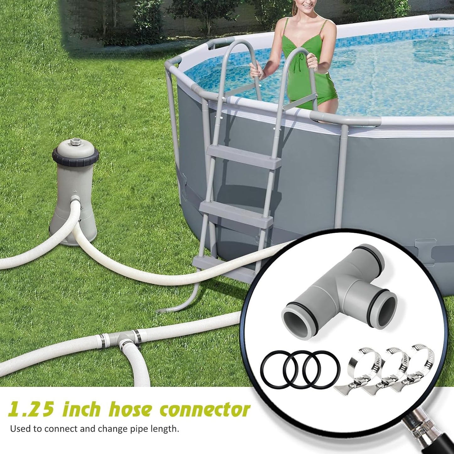 Conector T manguera piscina filtro 1.25"