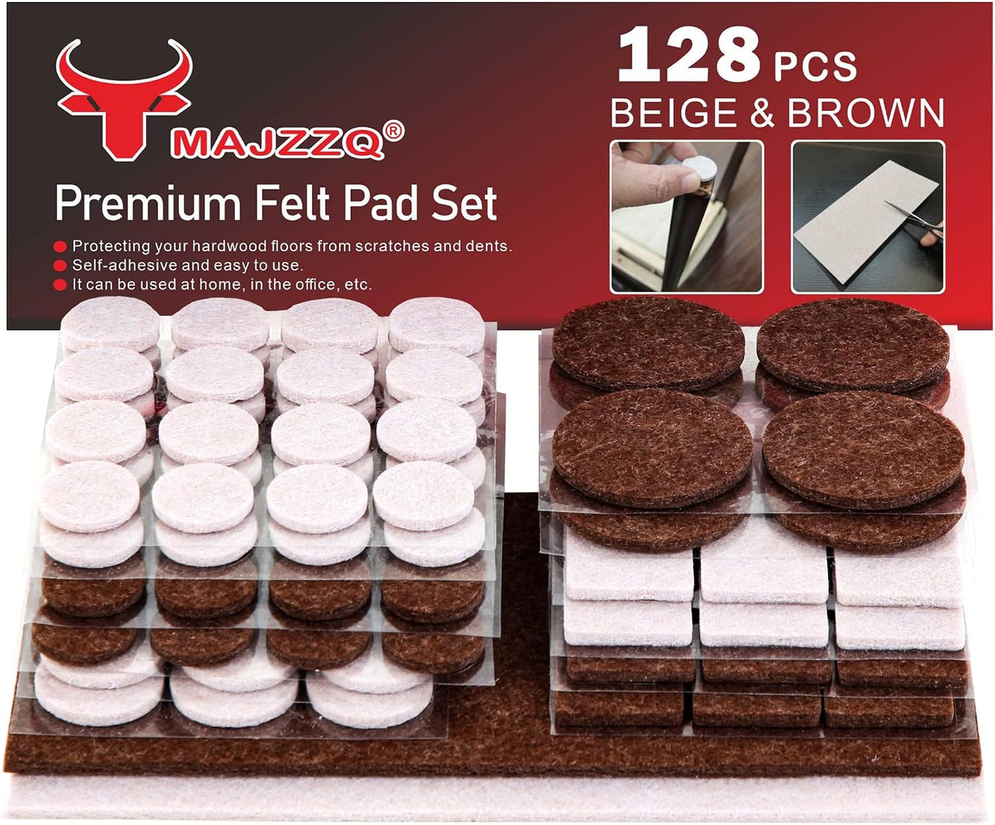 Almohadillas fieltro autoadhesivas para muebles y patas silla