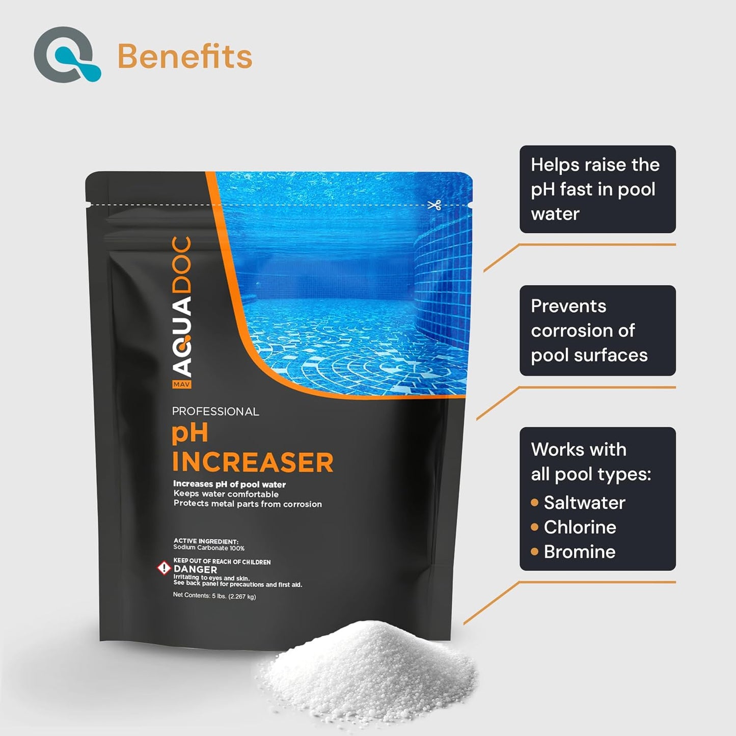 Producto químico para piscina aumenta pH 5lb