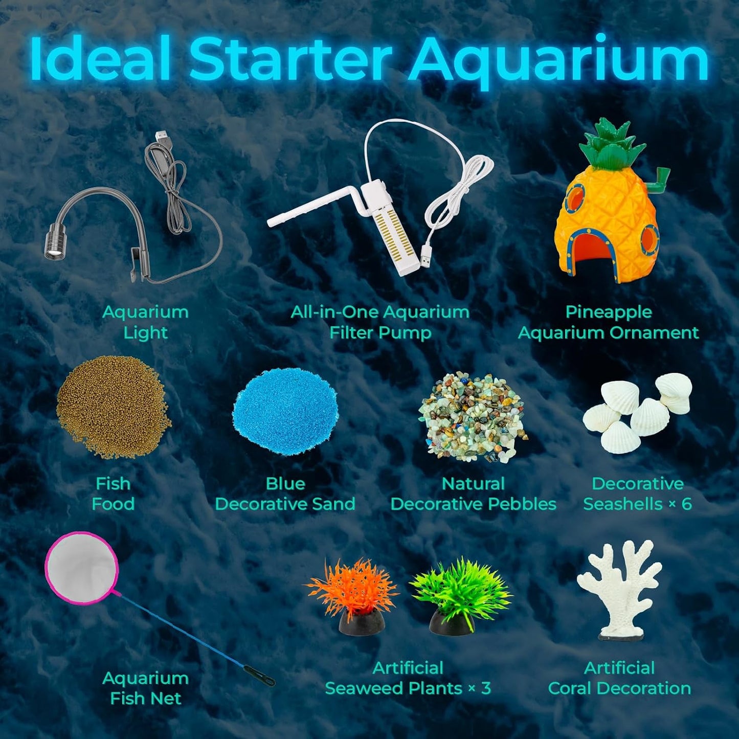 Kit acuario 5gal filtro luz nano para Betta niños escritorio negro