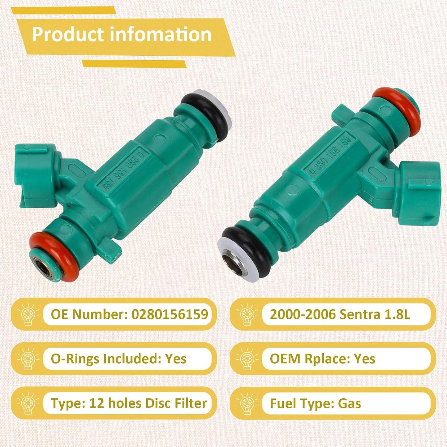 Set 4 Inyectores Combustible Nissan Sentra 2000-2006