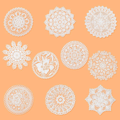 10 Manteles Encaje Blanco 6pulg Redondos Hechos a Mano