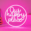 Letrero Neón Led Rosa con Texto Our Happy Place para Dormitorio Bar
