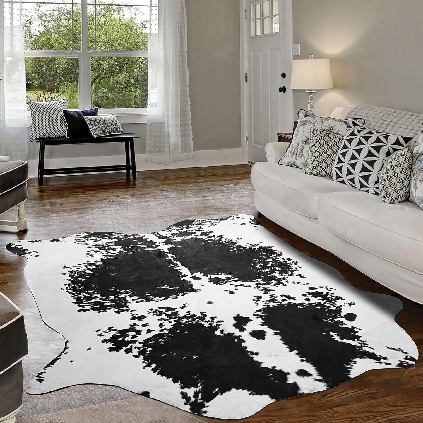 Alfombra sintética vaca 4.6x5.2ft sala dormitorio