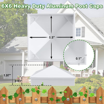 Cubierta aluminio 4x4 para postes madera 5.5x5.5pulg blanca set 4