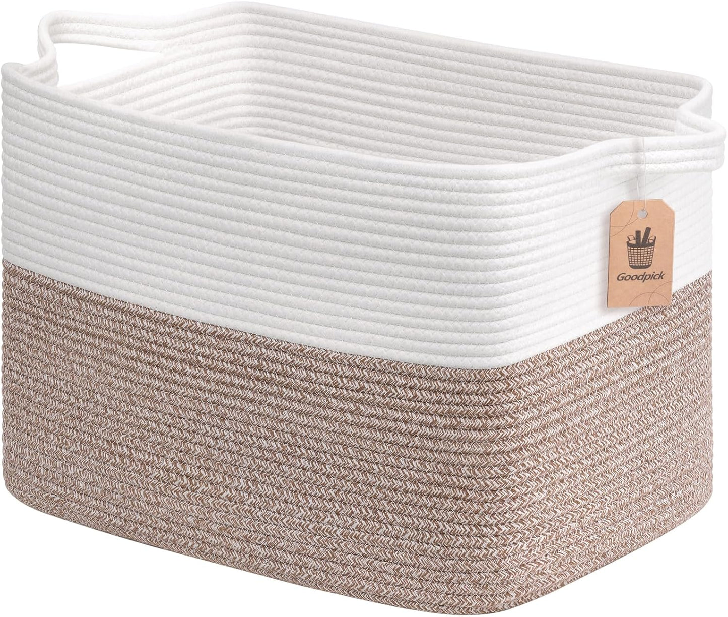 Cesta tejida marrón 50L 18x14x12" con asas