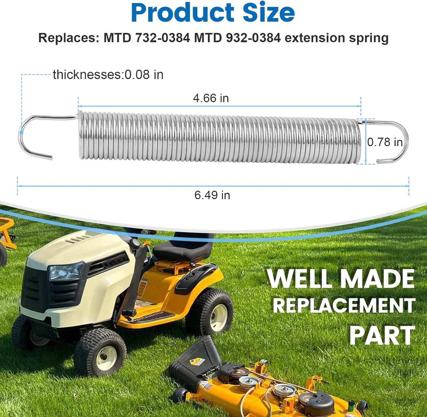 Muelle extensión reemplazo 732-0384 cubierta tractor