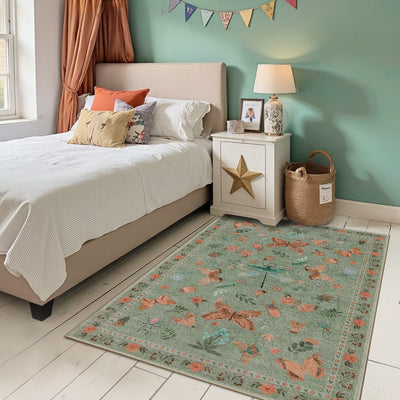Alfombra lavable 3x5pulg diseño floral vintage antideslizante