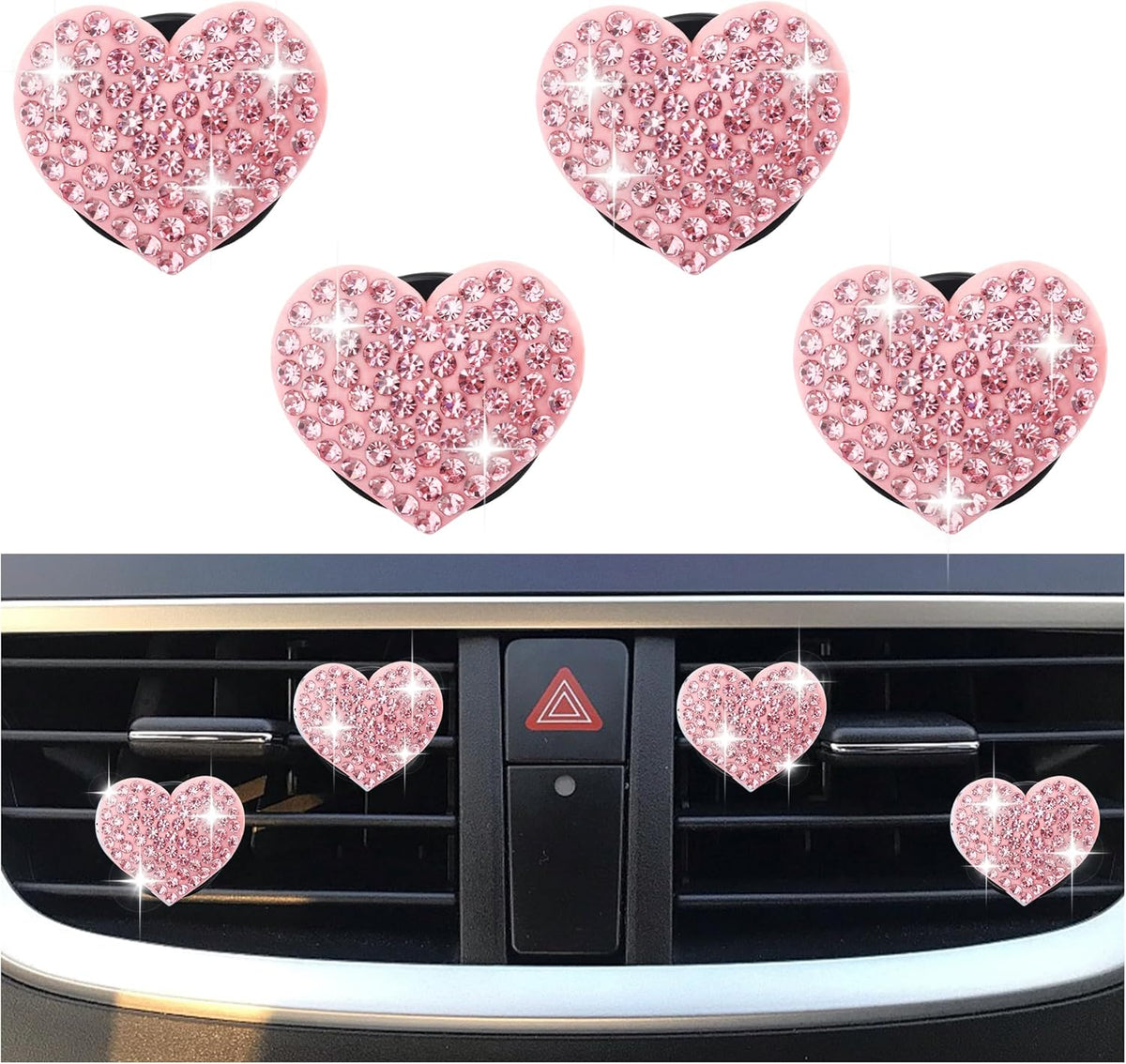 4 Pzas Clips Ventilación Coche con Strass Decorativos