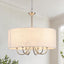 Candelabro Tambor 18" 6 Luces Lino Níquel Sala Dormitorio