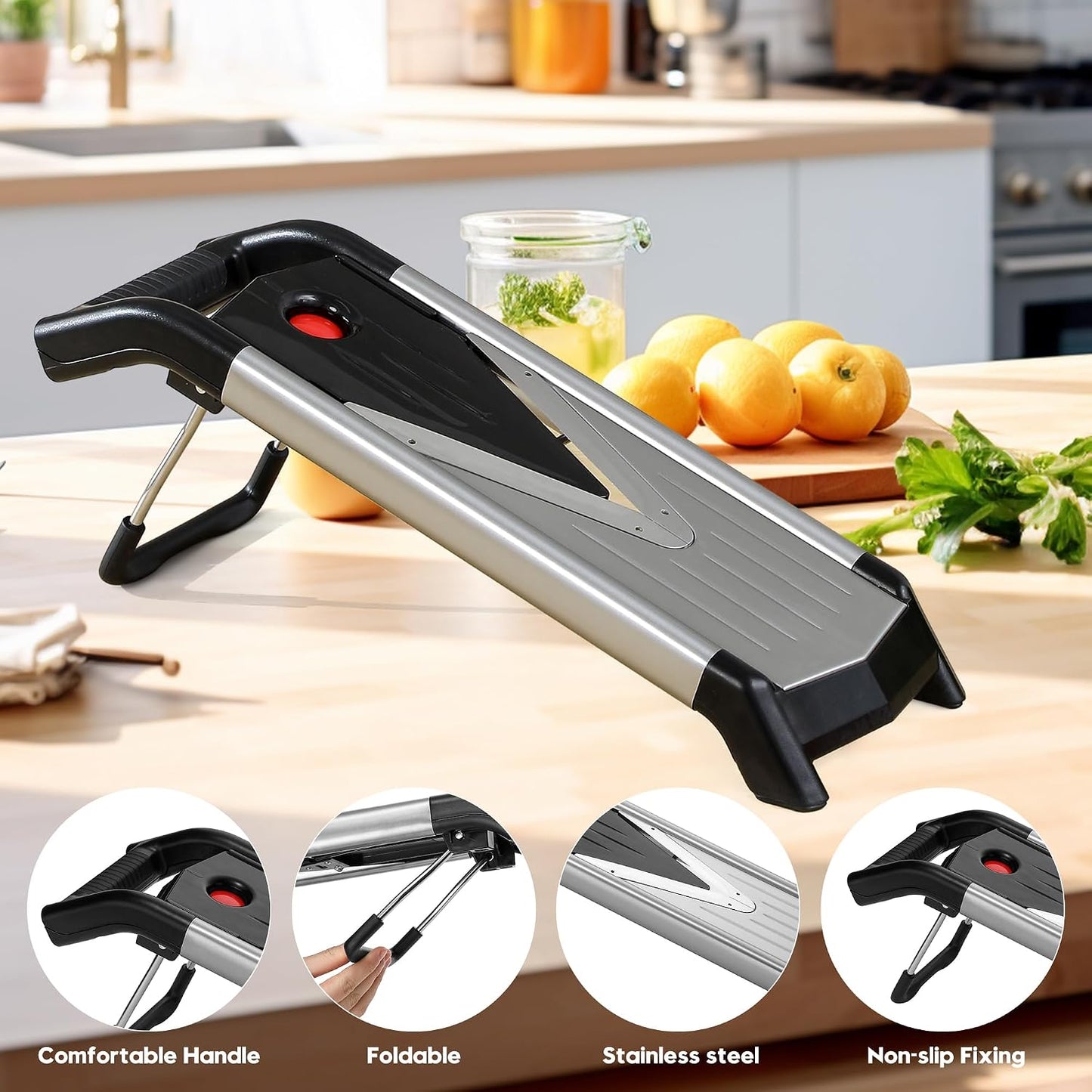 Cortador mandolina 5en1 acero inox seguro para verduras