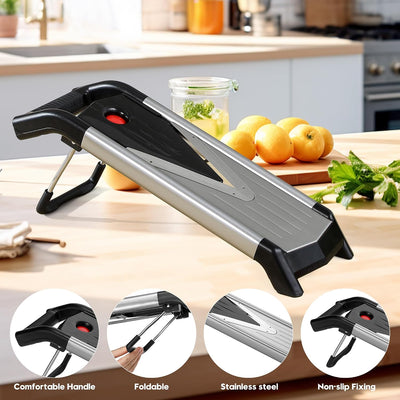 Cortador mandolina 5en1 acero inox seguro para verduras