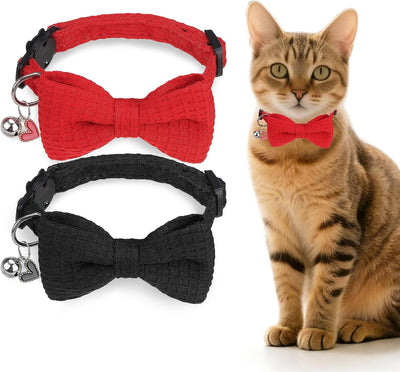 Collar gato con campana y pajarita 8-12pulg set 2 ajustables