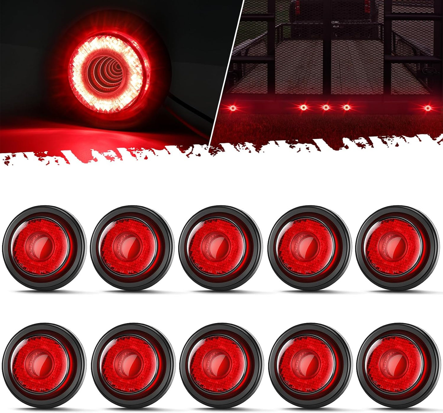 10 Uds Luz lateral 9LED 2" rojo para remolque