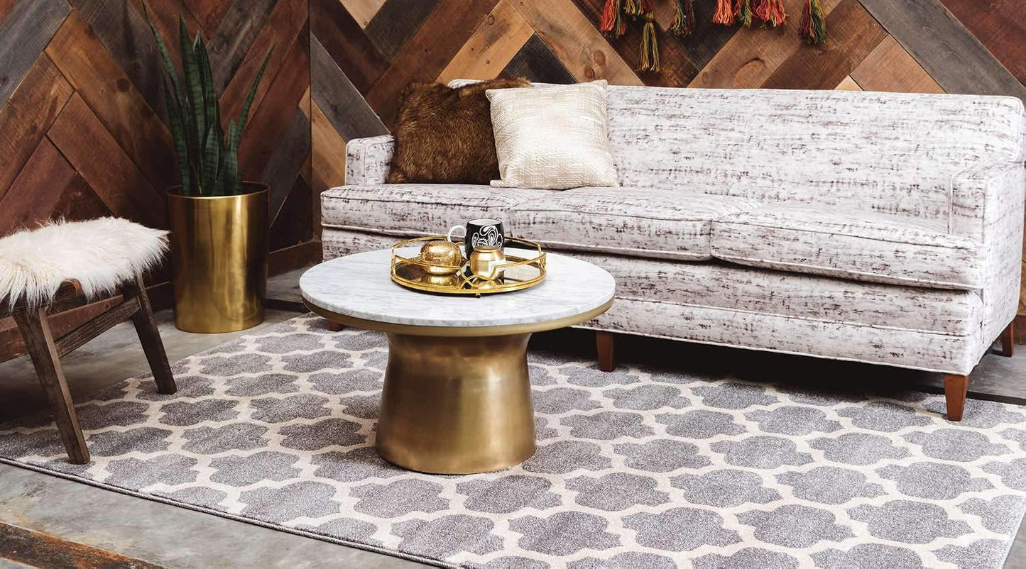 Alfombra área rectangular 6x9ft gris oscuro/beige