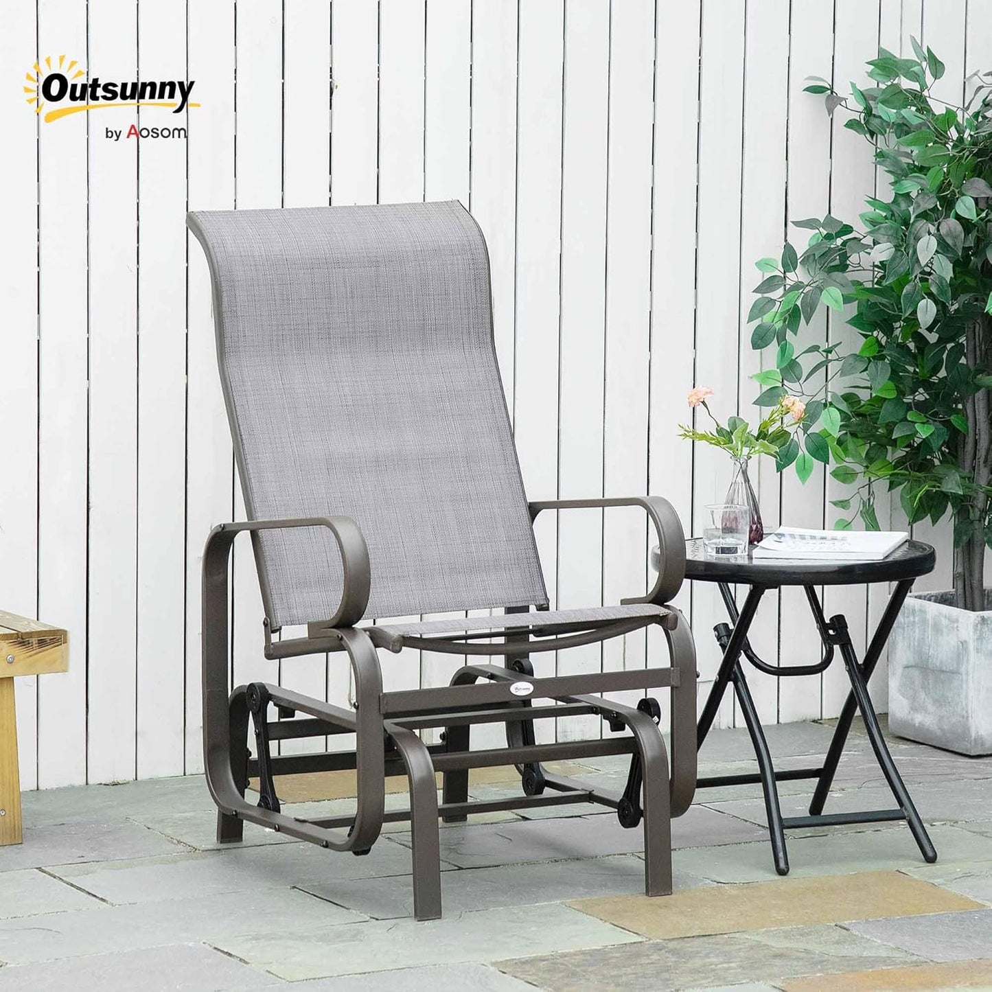 Silla planeadora patio balanceo suave marrón/gris