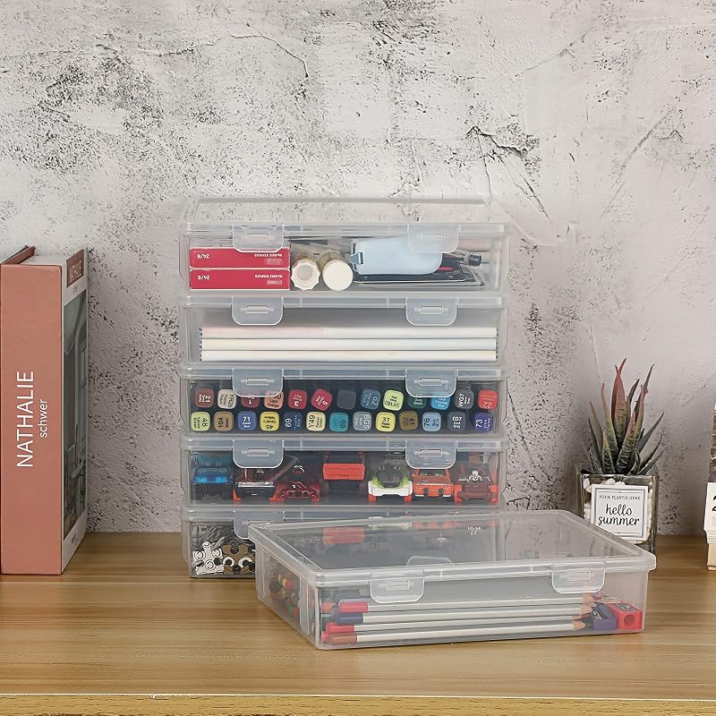 Caja plástico transparente con tapa para manualidades