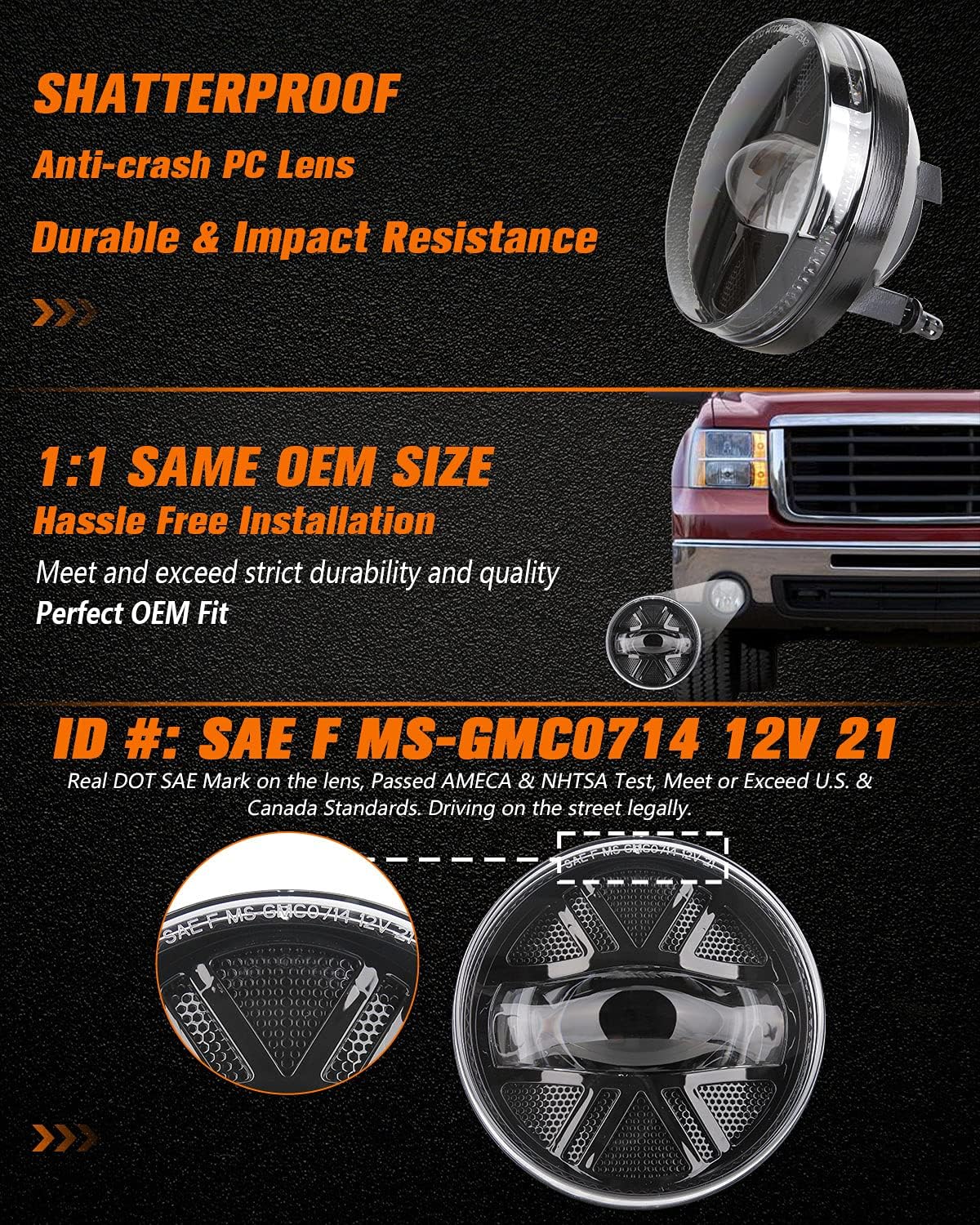 Faros antiniebla LED comp GMC Sierra 1500 2500HD 3500HD