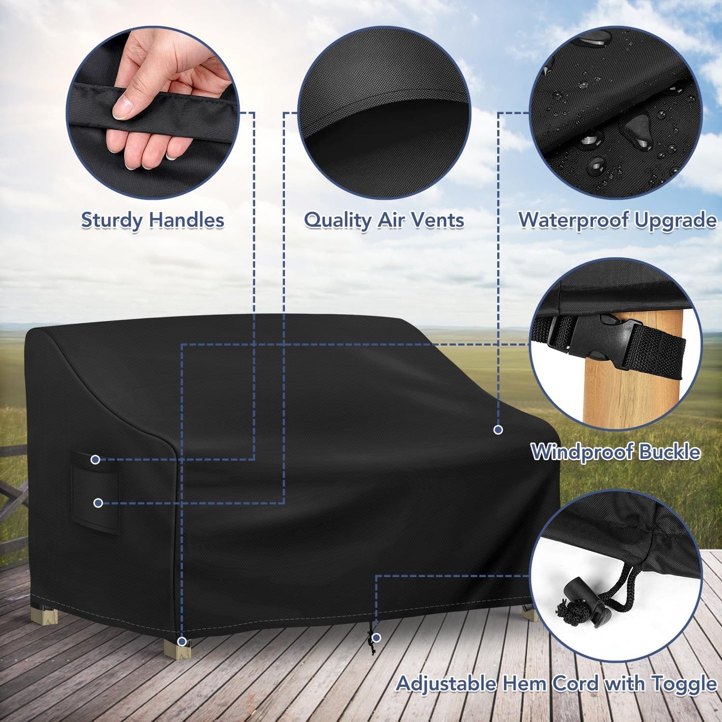 Funda sillón 2 plazas impermeable para exteriores 60x42x30
