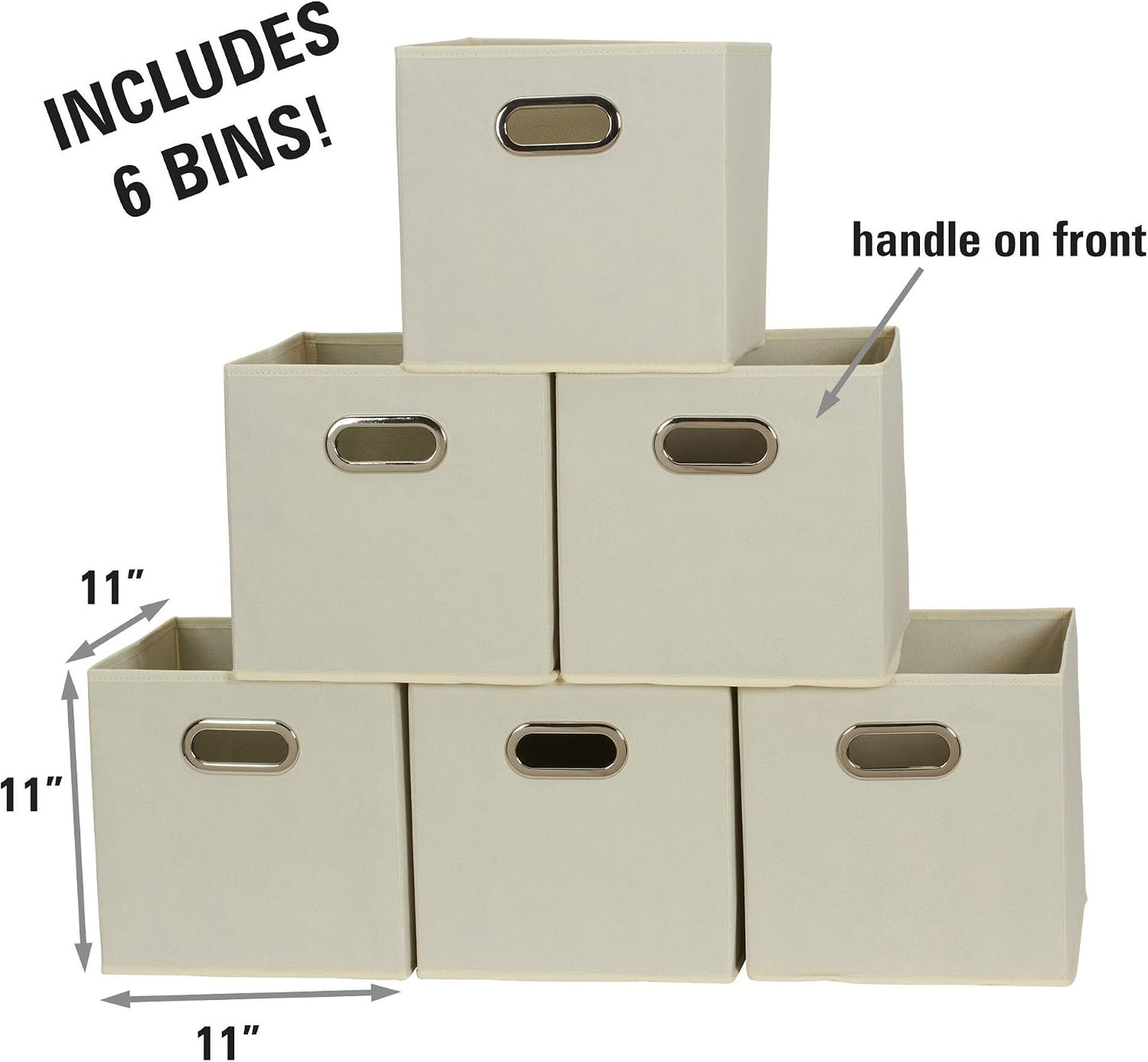 6 Cubos Almacenamiento Plegables Tela 11x11x11" Asas Armario