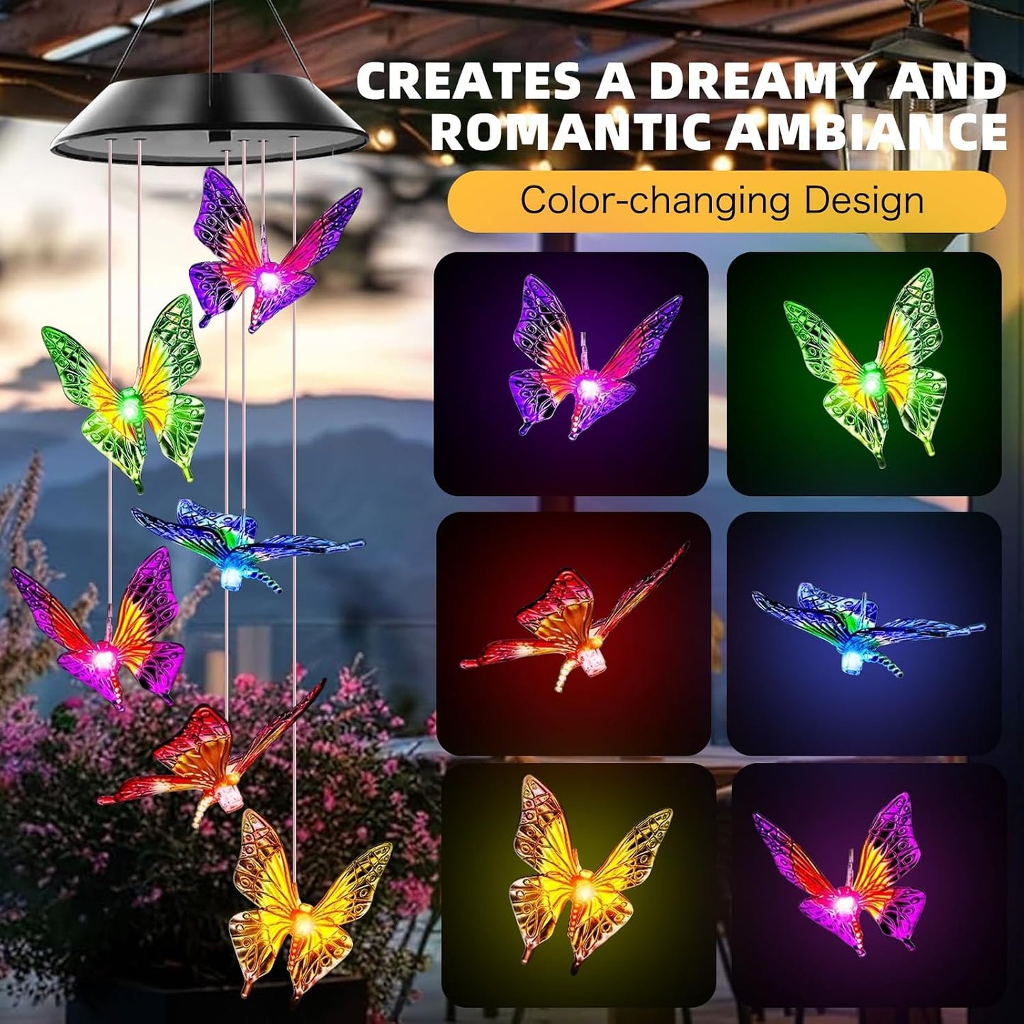 Campanillas viento solares mariposa regalo mujer
