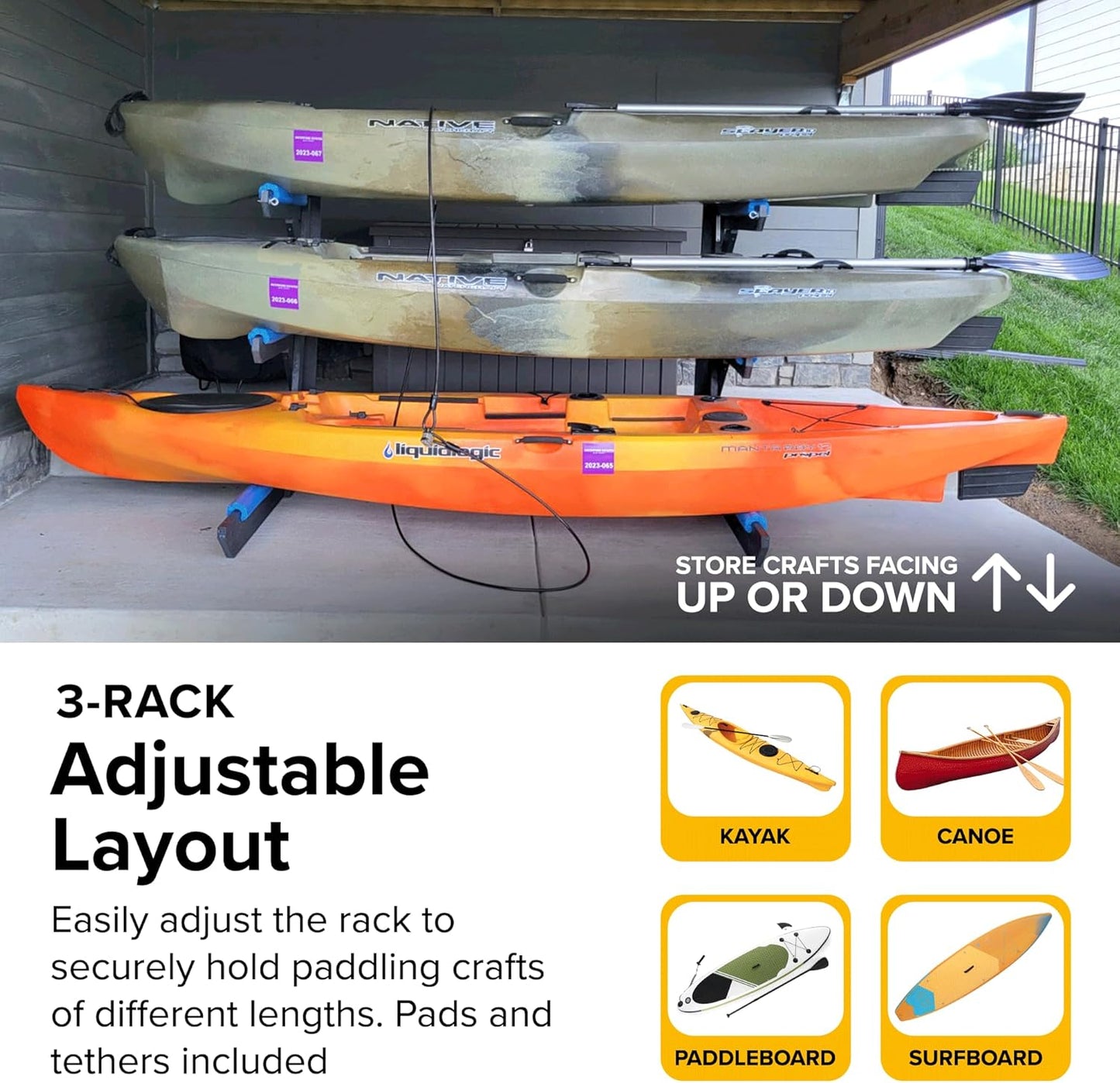 Estante kayak 2-4 niveles soporte garage