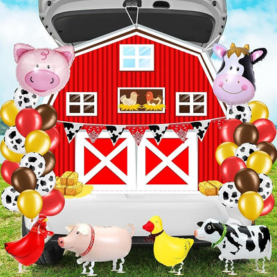 Kit decoración Halloween auto 42pzas cerdo pato globo vaca