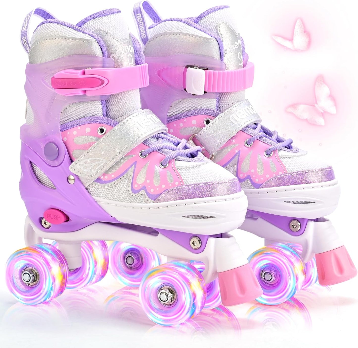 Patines Sirena Ruedas Iluminadas 4 Tamaños Niñas Azul Morado