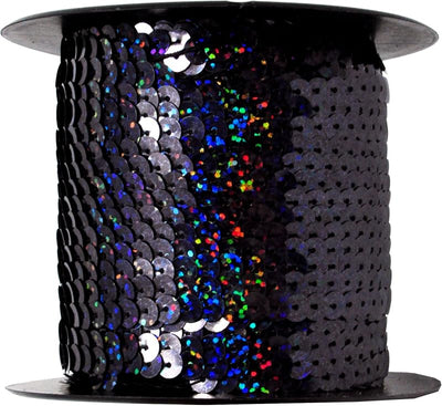 Tiras lentejuelas negras holográficas 100yardas 0.236pulg