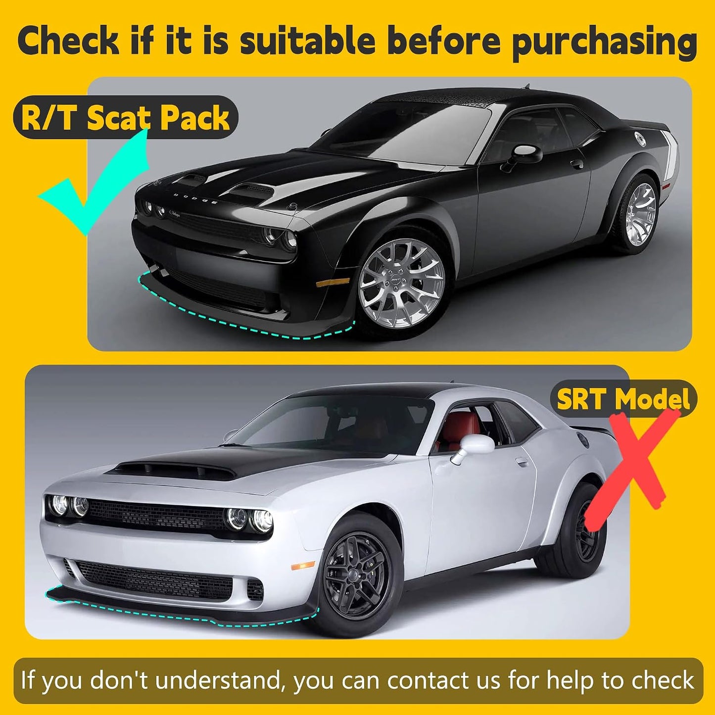 Divisor labio parachoques Dodge Challenger 2015-23 2 Pzas