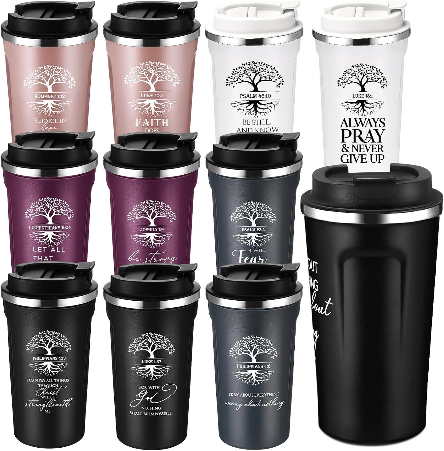 Set 10 vasos 17oz cristianos con versículos Biblia