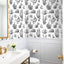 Papel tapiz cactus 17.5x276" color blanco y negro