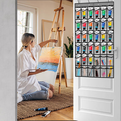 Organizador tubos pintura acrílica 36 bolsillos puerta gris