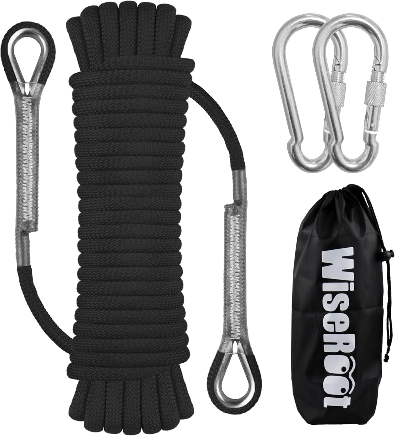 Cuerda escalada estática 0.315" resistente 64pies negro