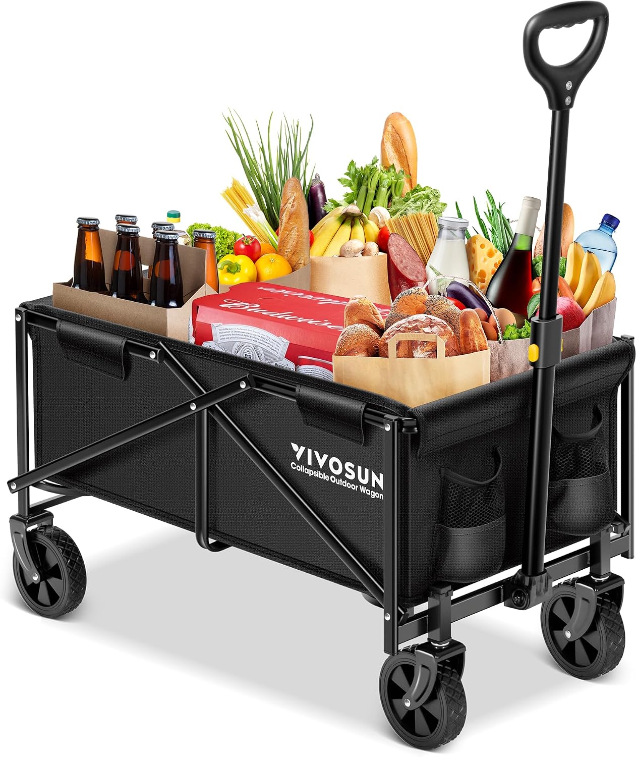 Carro plegable exterior con ruedas todo terreno 210lb negro