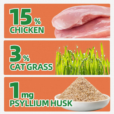 Galletas para gatos con pollo para eliminar bolas de pelo