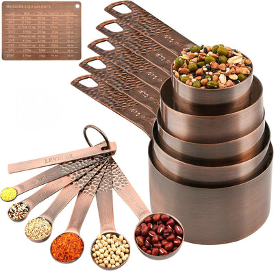 Set 13 Tazas y Cucharas Medidoras Acero Inox