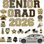 30 Imanes Graduación 2026 Negro Dorado para Nevera Puerta Garaje