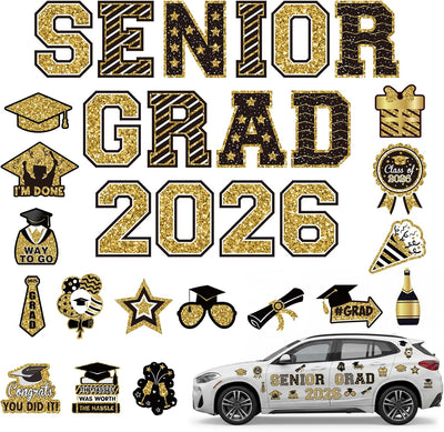 30 Imanes Graduación 2026 Negro Dorado para Nevera Puerta Garaje