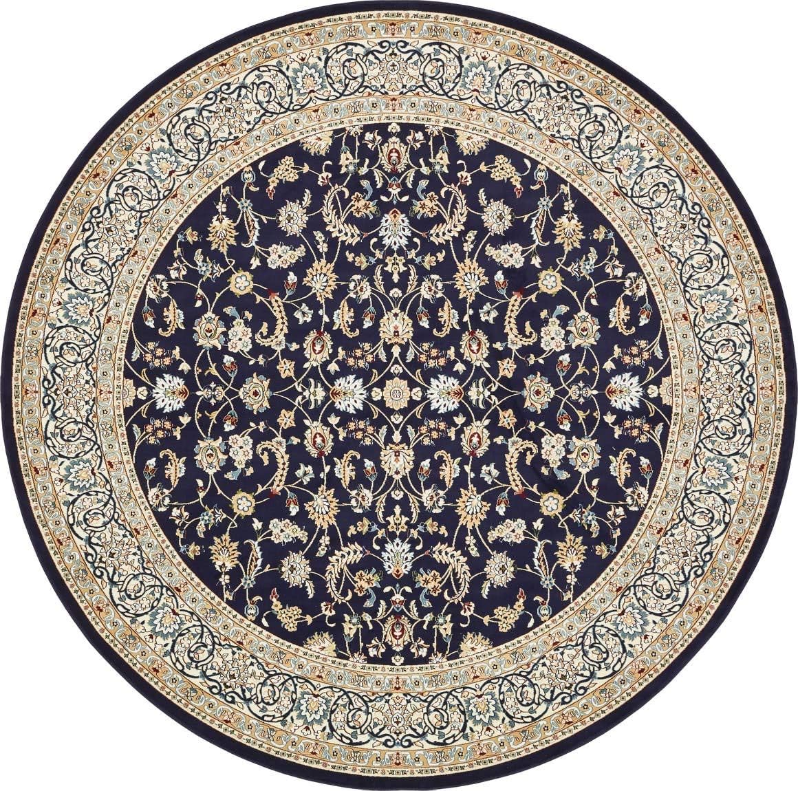 Alfombra área redonda 10ft azul marino/beige