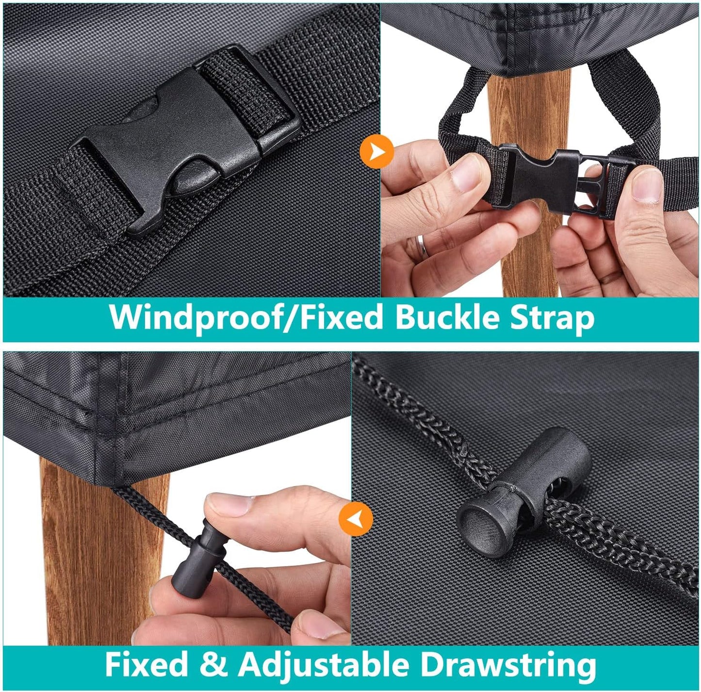 Funda sofá patio 3 plazas impermeable con asas negro