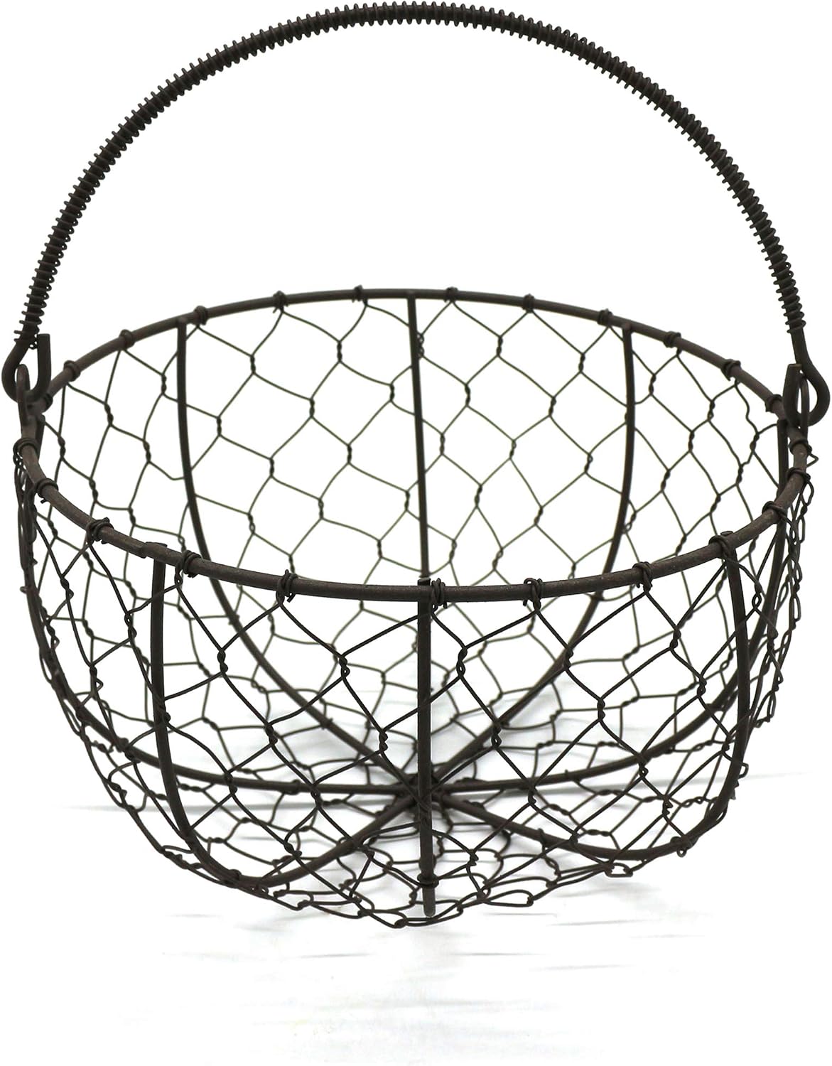 Cesta redonda alambre para huevos oxidado 8x4"