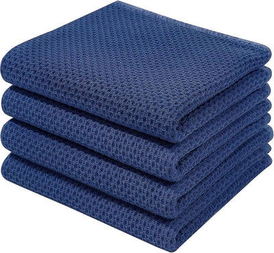 Trap. cocina algodón tejido gofre 13x28pulg set 4 azul marino