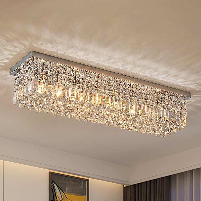 Candelabro de cristal rectangular para comedor 40x10pulg