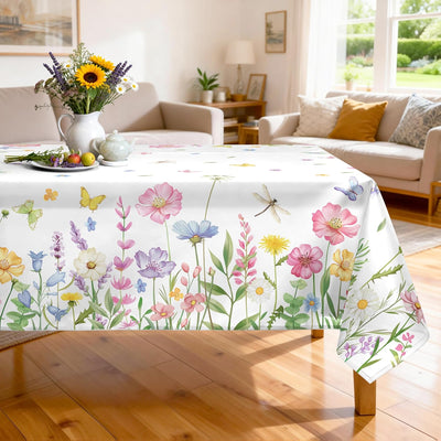 Mantel rectangular impermeable con flores y mariposas 60x84pulg